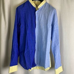 Mc Laurent Linen Long Sleeve Shirt / Collarless
